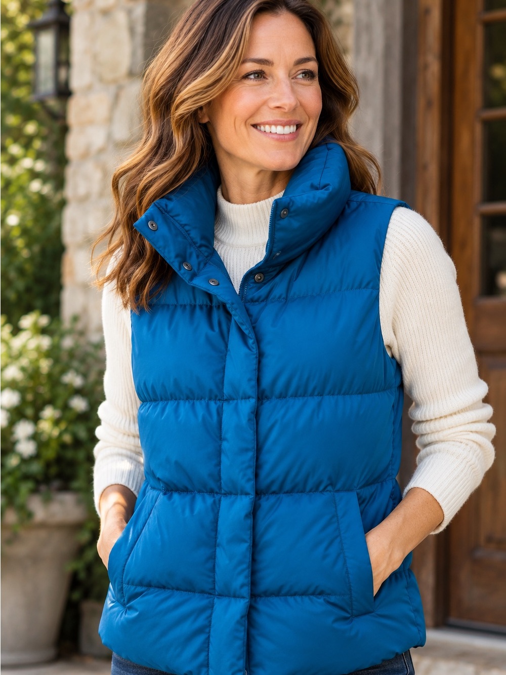 Athleta Teal Quilted Sleeveless Puffer Vest